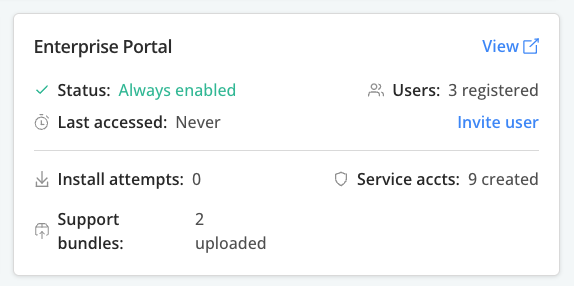 Enterprise Portal section of customer reporting page