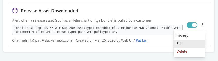 Edit notification option