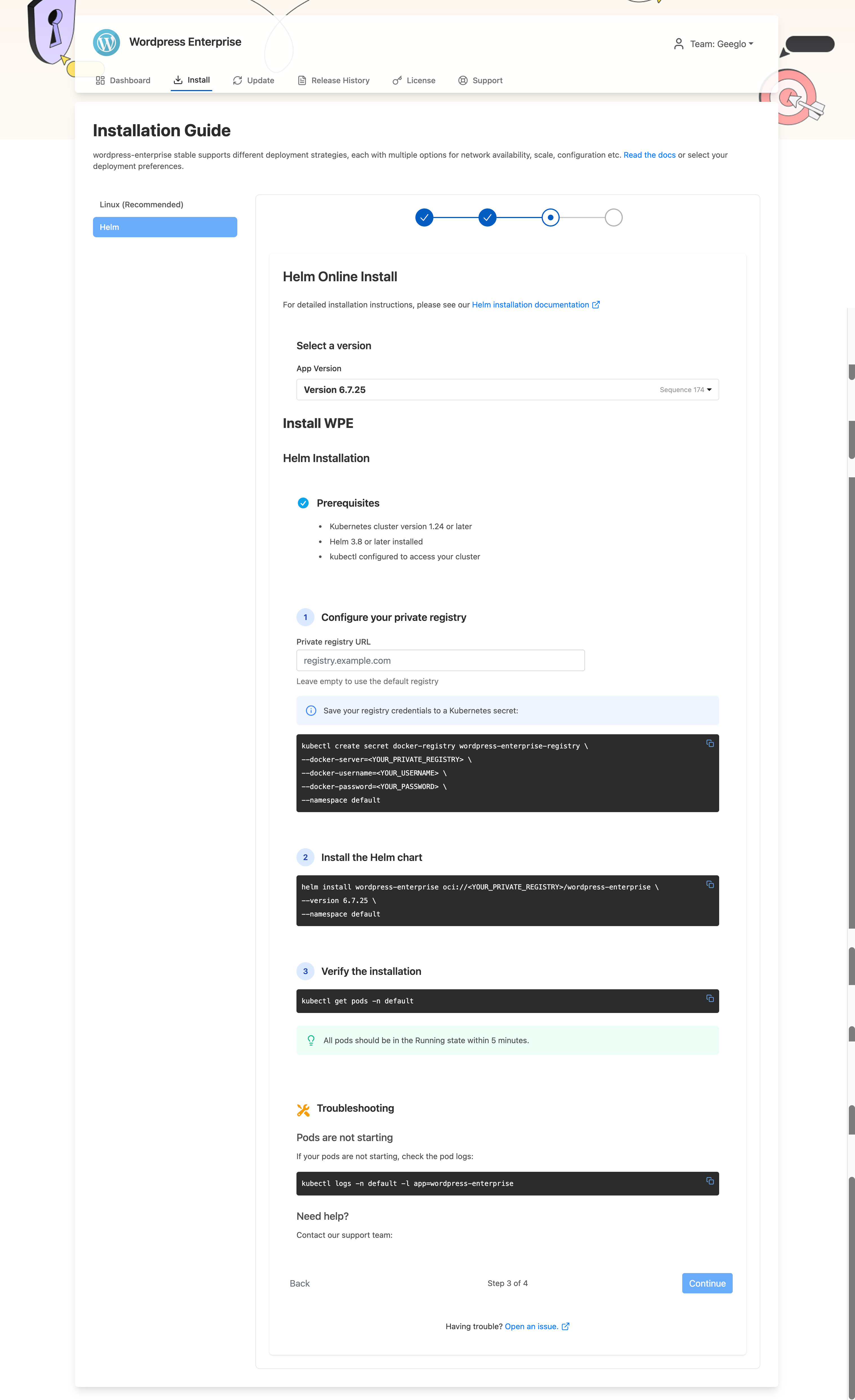 Helm online install instructions example