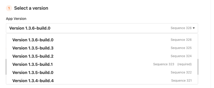 release version list in enterprise portal