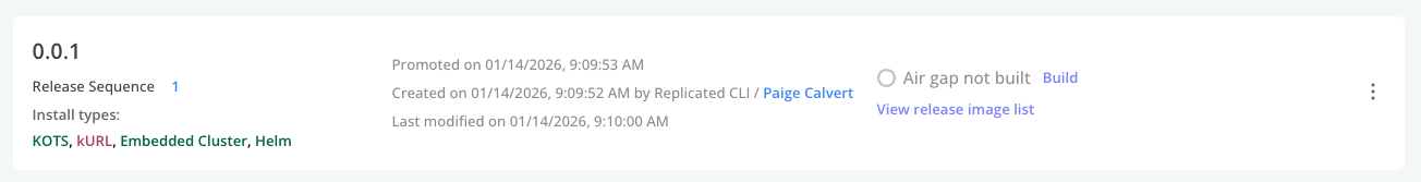 release sequence 1 on the release history page